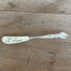 1847 Rogers Bros Heritage spreader - hand-stamped "Who Cut the Cheese?" - upcycled vintage silverware - Laughing Frog Studio
