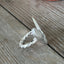 FIRST LOVE pattern sculpted heart statement ring highlighting twisted shank - handcrafted from upcycled vintage silverware - Laughing Frog Studio