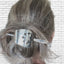 Handmade upcycled silverware cake server hair barrette worn in hair showing functionality and beauty