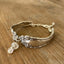 Side view of Holmes & Edwards Imperial pattern spoon link bracelet with glass beads - handcrafted from upcycled vintage silverware - Laughing Frog Studio