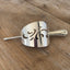 Close up of Senate Silverplate Jean cake server hair barrette with stick - handcrafted from upcycled vintage silverware - Laughing Frog Studio