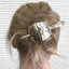 Oneida Vanessa/Francesca cake server hair barrette worn in hair with stick - handcrafted from upcycled vintage silverware - Laughing Frog Studio