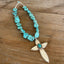 Handcrafted spoon cross pendant on chunky turquoise howlite choker necklace - upcycled from vintage Argosy silverware - Laughing Frog Studio
