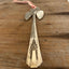 Alternate view of Frances artisan angel ornament with spoon handle body and spoon bowl wings with red striped ribbon hanger - handcrafted upcycled vintage silverware ornament - Laughing Frog Studio