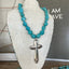Vintage 1940 William Rogers Exquisite spoon handles transformed into artisan cross pendant on turquoise howlite choker