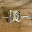 Danish cake server hair barrette with filigree floral cutout and meadow flower stick pin on weathered wood - handcrafted upcycled vintage silverware hair accessory - Laughing Frog Studio

