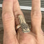 Vintage silverware jewelry - Mountain Rose statement ring with handcrafted detail and patina shown on a hand for size and scale