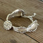 Detail view of silverware link of 1847 Rogers Brothers Reflection pattern poon link bracelet - handcrafted from upcycled vintage silverware - Laughing Frog Studio