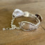 Detail view of chain on Reflection spoon link bracelet with rhinestone button center - handcrafted from upcycled vintage silverware - Laughing Frog Studio