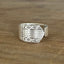 Front view of HARMONY spoon ring band - handcrafted upcycled silverware jewelry - Laughing Frog Studio