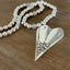 Vintage silverware heart pendant necklace detail - hand-forged from 1950s SL & GH Rogers Floral pattern - Laughing Frog Studio