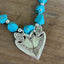 Lacy heart pendant choker necklace handcrafted from 1847 Rogers Brothers Old Colony vintage silverware closeup of pendant - Laughing Frog Studio