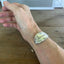 Alternate view of PRECIOUS MIRROR hand-stamped BADASS spoon cuff bracelet shown on wrist - handcrafted from upcycled vintage silverware - Laughing Frog Studio