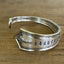 Close up of R.C. Co BOUQUET / VENDOME hand-stamped BADASS spoon cuff bracelet - handcrafted from upcycled vintage silverware - Laughing Frog Studio