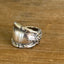 Towle King Richard sterling silver spoon ring panel view - handcrafted from upcycled vintage silverware - Laughing Frog Studio