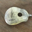 Lucille guitar spoon belt buckle, close up of patina - handcrafted from upcycled vintage silverware - Laughing Frog Studio