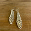 Floral Oneida Evening Star teardrop spoon earrings close up detail 
- handcrafted from upcycled vintage silverware - Laughing Frog Studio
