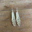 Detailed shot of Floral Oneida Evening Star teardrop spoon earrings - handcrafted from upcycled vintage silverware - Laughing Frog Studio