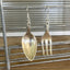 Mismatched demitasse spoon and cocktail fork earrings - handcrafted from upcycled vintage silverware - Laughing Frog Studio