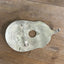 Back of guitar spoon belt buckle showing upcycled iced tea spoon neck catch - handcrafted eco-friendly silverware accessory - Laughing Frog Studio