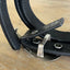 Guitar spoon belt buckle close up on snap belt - handcrafted from upcycled vintage silverplate spoon - Laughing Frog Studio