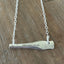 VOTE bar choker necklace full flat lay back stamping view - hand-stamped upcycled vintage Wallace silverplate - Laughing Frog Studio