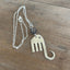 Fork elephant pendant necklace with purple glass disc bead on silverplate chain - handcrafted from upcycled vintage silverware - Laughing Frog Studio