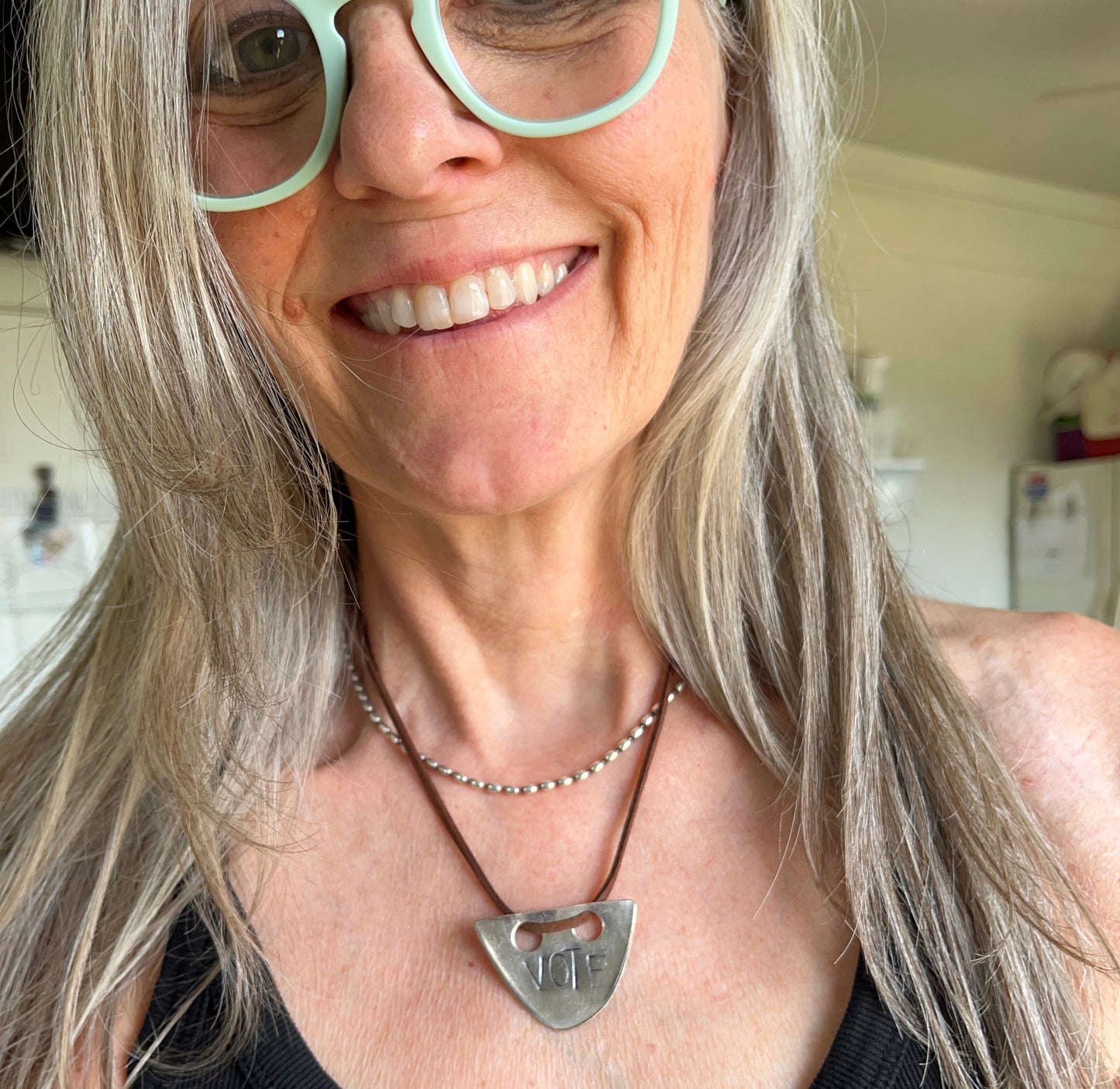 Stamped Spoon Necklace - VOTE - #6223