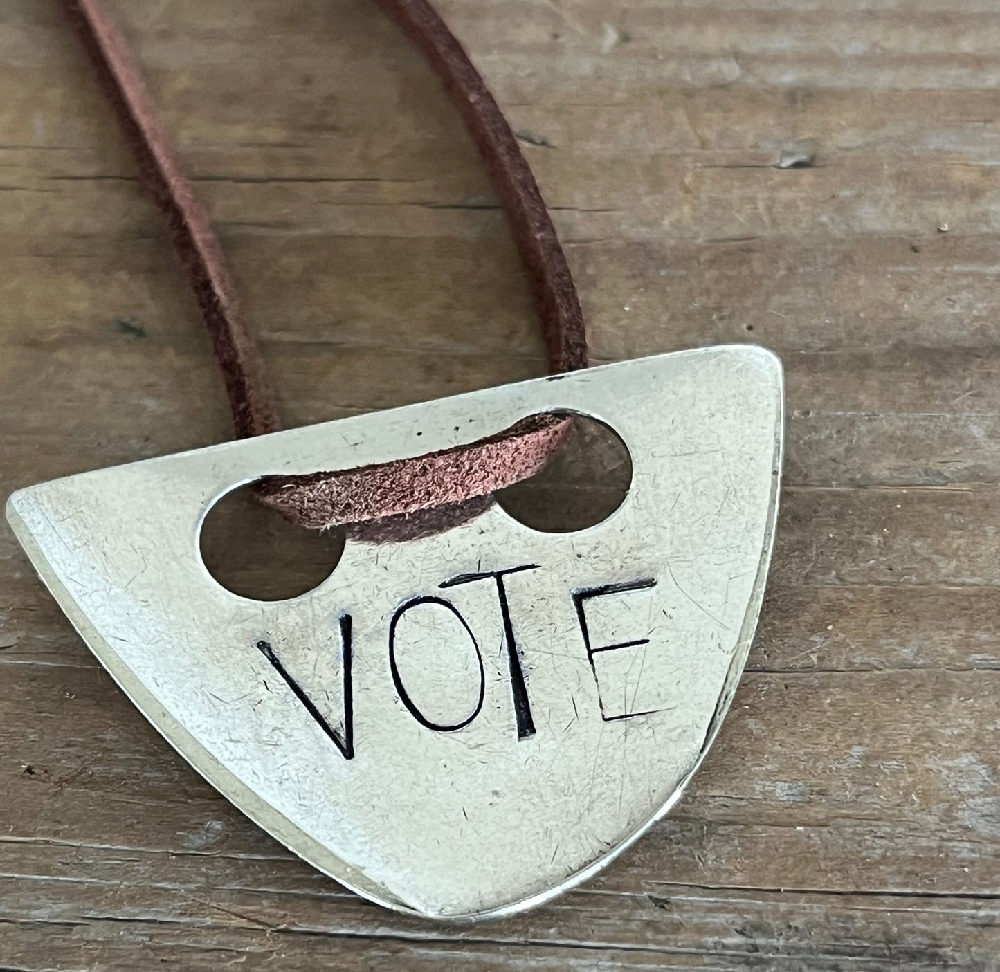 Stamped Spoon Necklace - VOTE - #6223