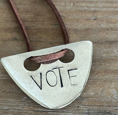 Stamped Spoon Necklace - VOTE - #6223