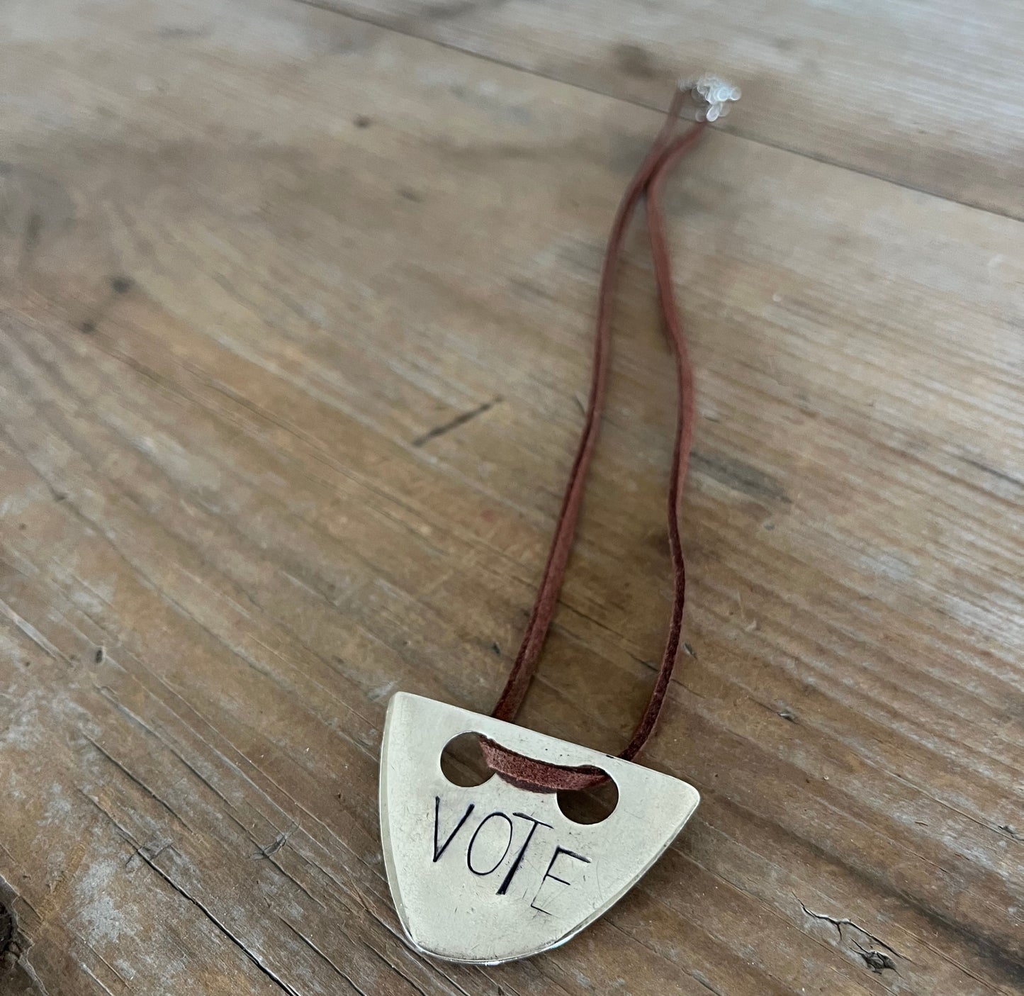 Stamped Spoon Necklace - VOTE - #6223