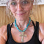 NUART cross with turquoise howlite choker worn to show fit and scale - Spoon cross necklace - handcrafted from upcycled vintage silverware - Laughing Frog Studio