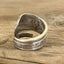 Inside view of Andrew Jackson presidential spoon ring highlighting vintage silverware detail