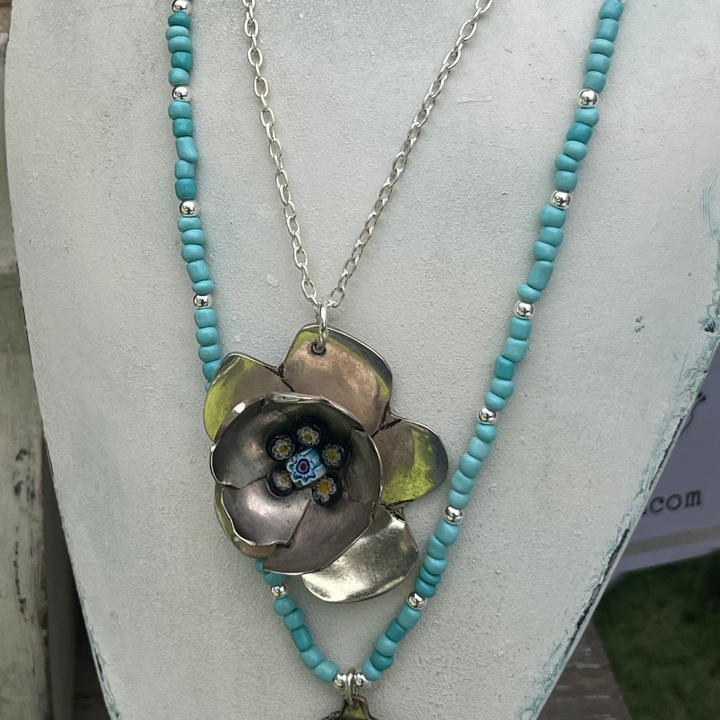 Artisan Sculptural Flower Spoon Necklace