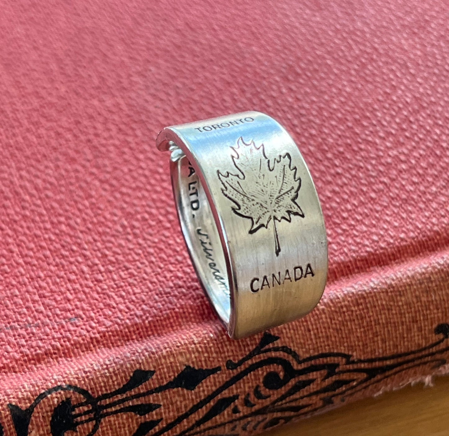 TORONTO CANADA spoon ring made from upcycled vintage silverware - handmade artisan jewelry

