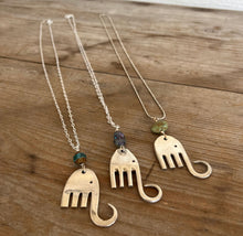 Fork Elephant Necklace with Sage Green Bead - #5760