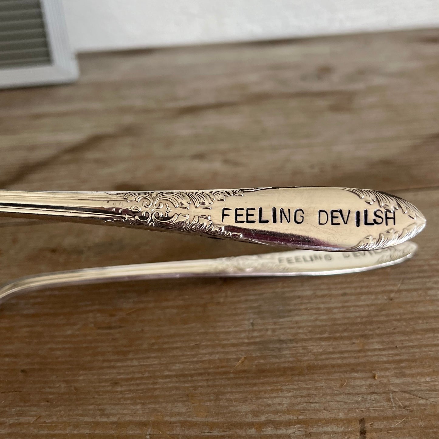 HAND-stamped Dessert Fork - FEELING DEVILISH - King Edward