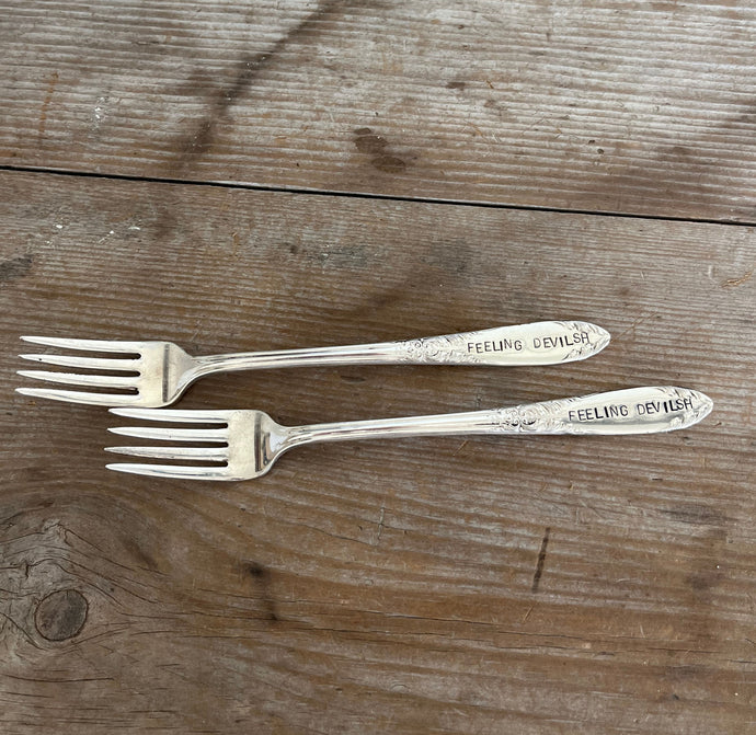 HANDstamped Dessert Fork - FEELING DEVILISH - King Edward