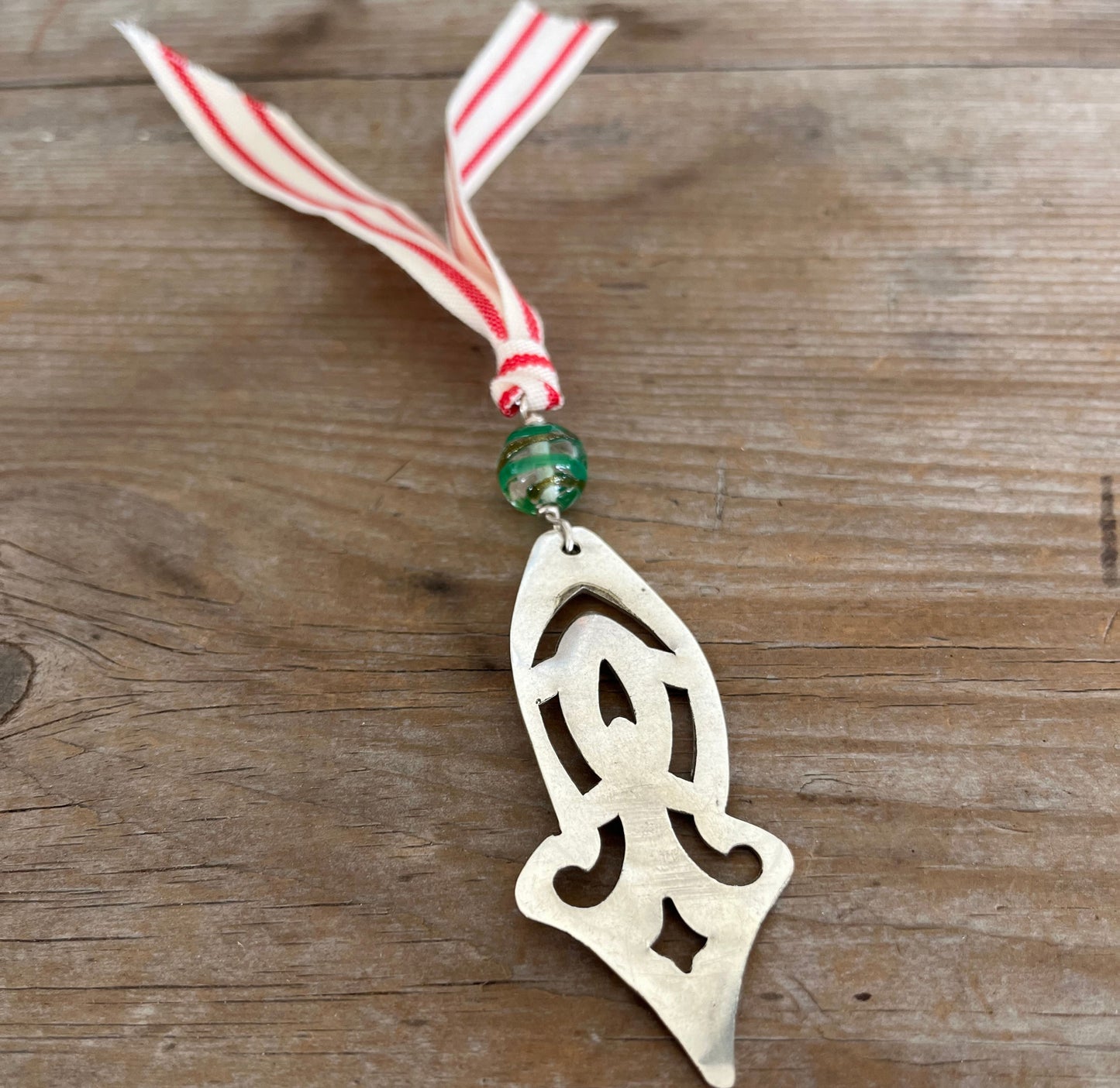 Mid Century Modern HAND made Christmas ornament from upcycled spoon