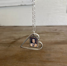 Floating Open Heart Fork Tine Heart Necklace with Frame