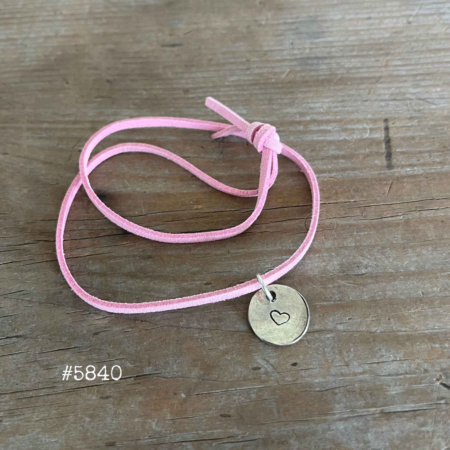 Heart Stamped Circle Pendant Spoon Necklace