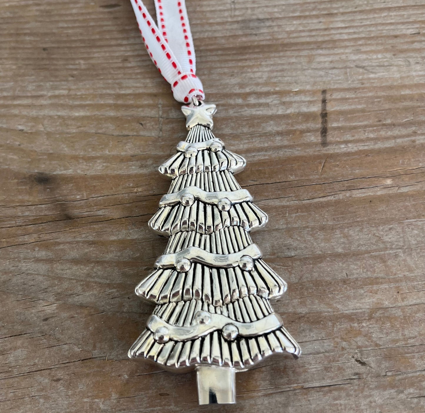 Fork Handle Figural Chistmas Tree Shaped Silverplate Ornament