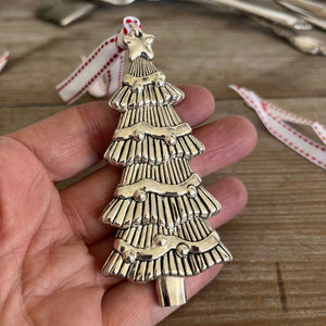 Fork Handle Figural Chistmas Tree Shaped Silverplate Ornament