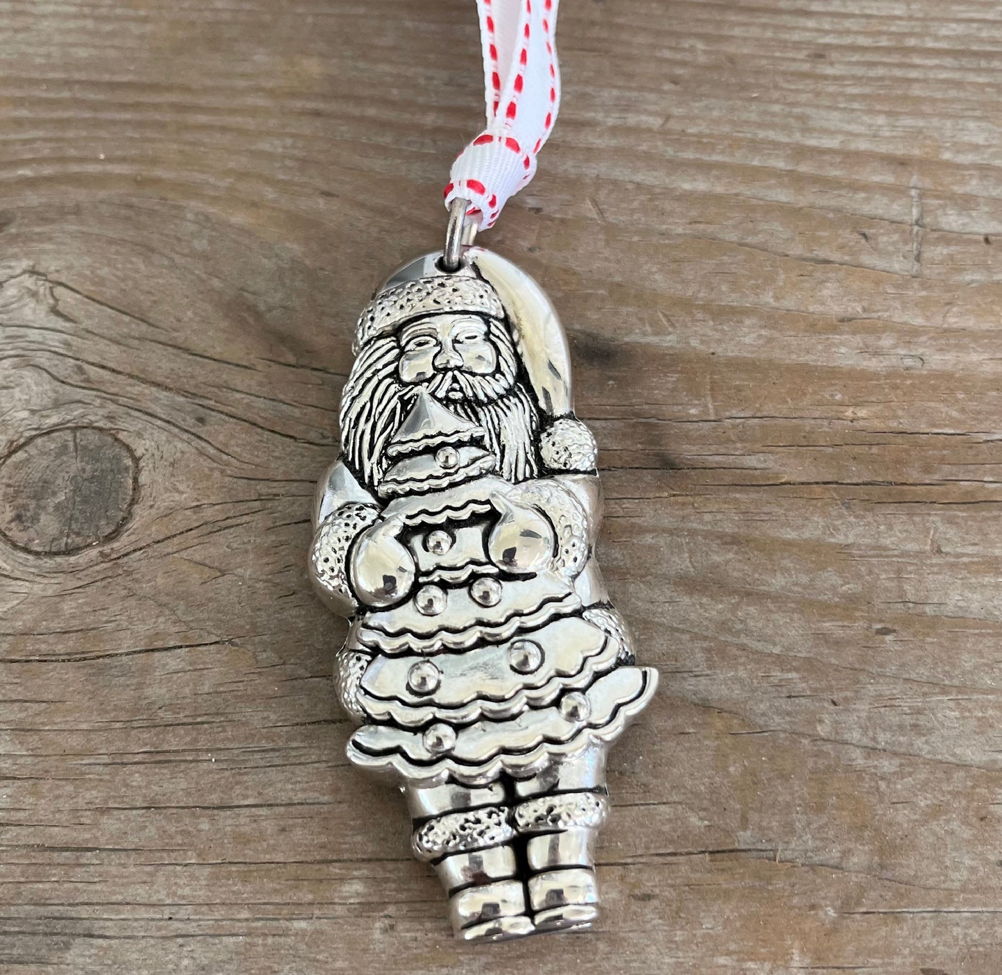 Spoon Handle Figural Santa Silverplate Ornament