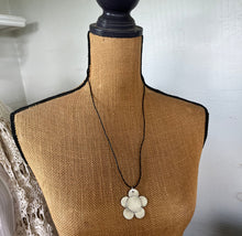 Spoon Daisy Necklace on Leather Cord - #5960