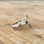 Side view of shank on Handmade heart spoon ring crafted from upcycled mid-century silverplate silverware, size 9