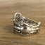 Super Close-up of INTERLUDE pattern spoon ring showing vintage silverware detail and beauty