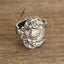 Close-up of Oxford pattern silverplate spoon ring detail - handcrafted from upcycled vintage silverware - Laughing Frog Studio