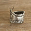 Oxford spoon ring side view showing Victorian curved silhouette - handcrafted from upcycled vintage silverware - Laughing Frog Studio
