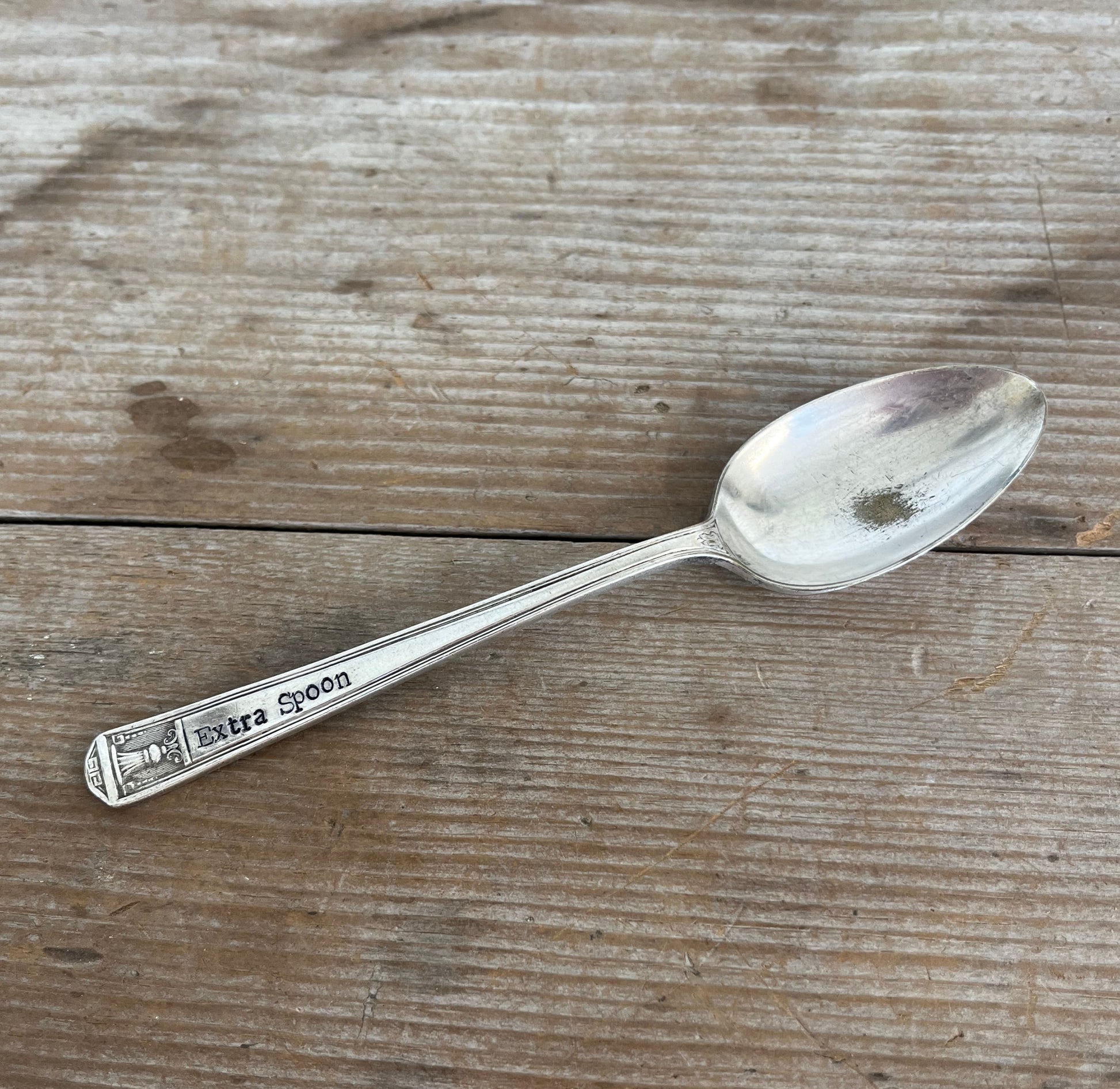 Hand-stamped Extra Spoon vintage silverware - Spoon Theory chronic illness awareness keepsake